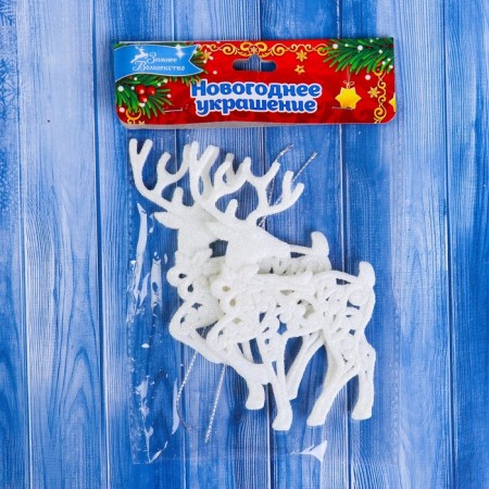 Jewelry decoration "Graceful deer" (set 2 pcs) 9x12 cm, white-1