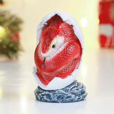 New Year. Symbol 2025. Figure "Snake in the egg" Red, 4x4x7cm-1