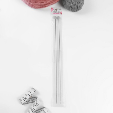 Knitting needles, straight lines, d = 3 mm, 35 cm, 2 pcs-2