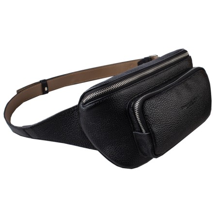 Waist bag, 2 lightning departments, adjustable belt, black color-1