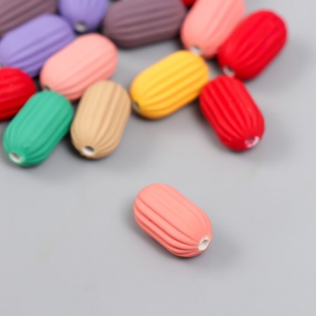Acrylic beads "ribbed ovals" set 20 pcs mix 0.8x0.8x1.4 cm-2
