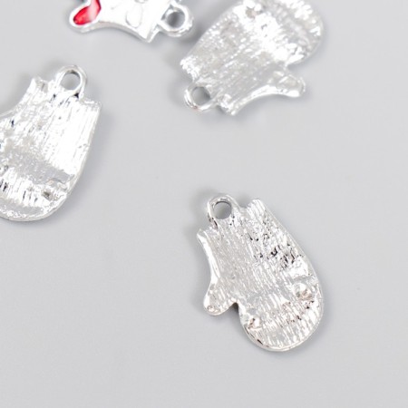 Decor for creativity metal, enamel, rhinestone "Striped mittens" 2.1x1.5 cm-1