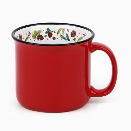 New Year's ceramic "cones" mug, 450 ml, white color-1