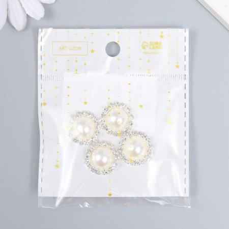 Decor for creativity Metal "Pearl in lace" set of 4 pcs 1.8x1.8x0.5 cm-5
