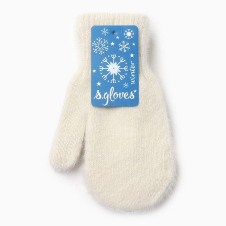 Women's mittens, milk color, size 20-3