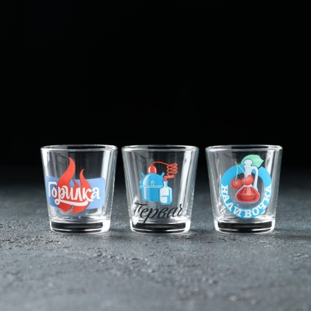 Set of gift "Strong drinks", glass, 7 items: pile 70 ml, ashtray-4
