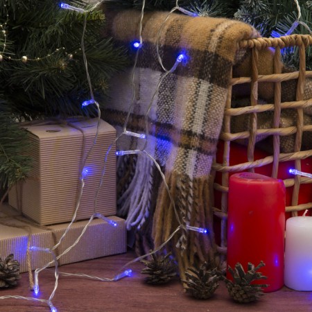 Garland “thread” 4 m, IP20, transparent thread, 40 LED, glow of aquamarine, 2 modes, AAH3-4