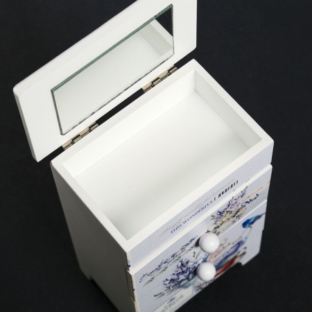 Casket Wood 2 Boxes "Blue Bird and Lavender" 18.5x11.7x7.5 cm-2