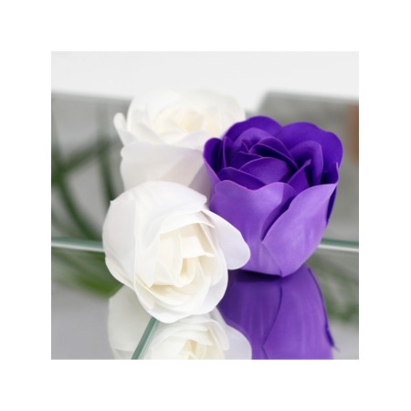 Soap roses, purple and white, set of 9 pcs.-6