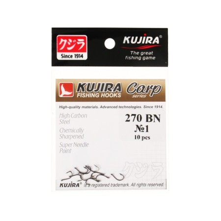 Carp hooks Kujira Carp 270, BN color, No. 1, 10 pcs.