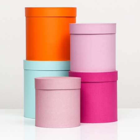 Set of round boxes 5 in 1, "pastel", 25 x 25 x 25 - 19 x 19 cm 19 cm