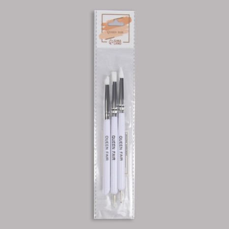 Set for building and design of nails: silicone brush - Dots 2 pcs, silicone brush - Pusher, white color-5