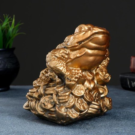 Piggy bank "Frog on coins" 12x14cm
