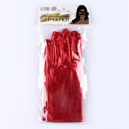 Carnival accessory- gloves, color red metallic, artificial leather-5