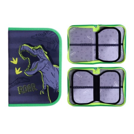 Penal 3 sections, tab inside, 140 x 210 x 40 mm, fabric, calligrata top Block "Dinosaur"-1