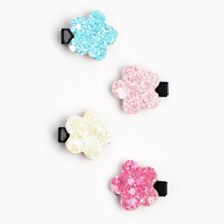 Hair clip "flower" with sparkles, 4 pcs, 2 cm, princesses-3