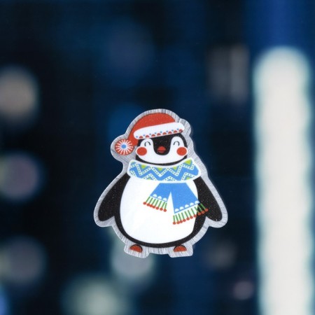 LED toy on Velcro "Penguin in a hat" 7.5 × 8 cm, batteries Lr44x3, glow of multi-1