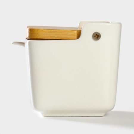 Porcelain Bank for bulk products with a spoon Bellatenero, 280 ml, white color-4