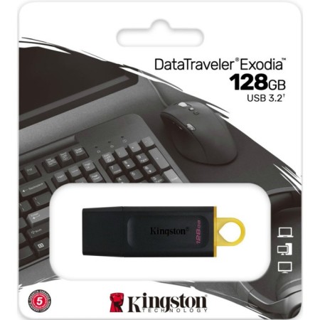 USB flash drive_128 GB Kingston DT Exodia Black DTX / 128GB / USB 3.2 / Yellow Ring