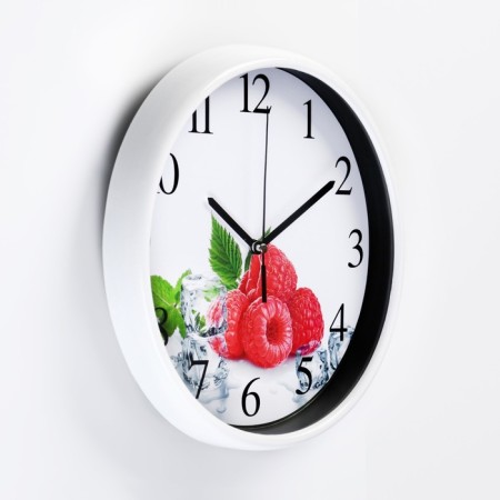 Wall clock, series: kitchen, "raspberries", discrete move D-24.5 cm-1