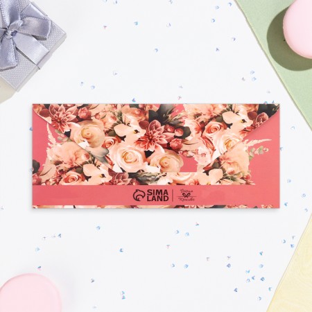 Money envelope "Happy Wedding Day!" glasses, roses, 16x8 cm-2