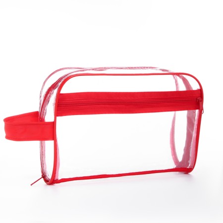 Lightning cosmetic bag, external pocket, with a pen, red color-1