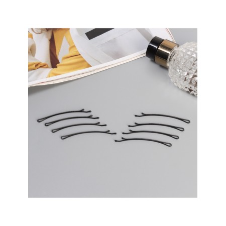 Invisible hair "Gloria", set 24 pcs., Bunny, 5.5 cm, black-1
