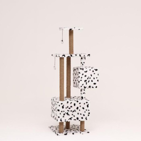 House for cats with a claw, with a site and shelf, 65 x 51 x 173 cm, Dalmatian-3
