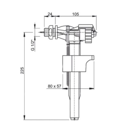 Alcadrain A15P-1/2 inlet mechanism, for plastic tanks, side eyeliners-1