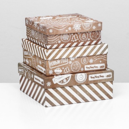 Set of boxes 3 in 1 "Mail Santa Claus", 19 x 19 x 7.5 - 14 x 14 x 4cm-1