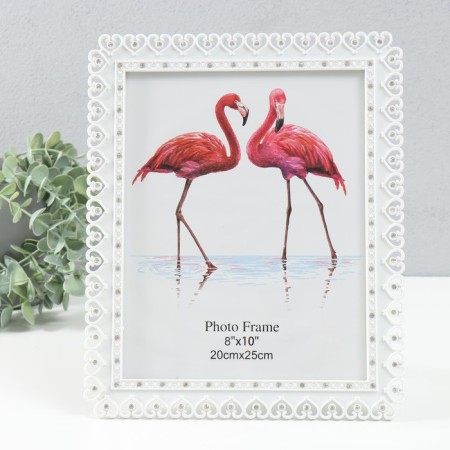 Photo frame plastic 20x25 cm "Frame from hearts" white