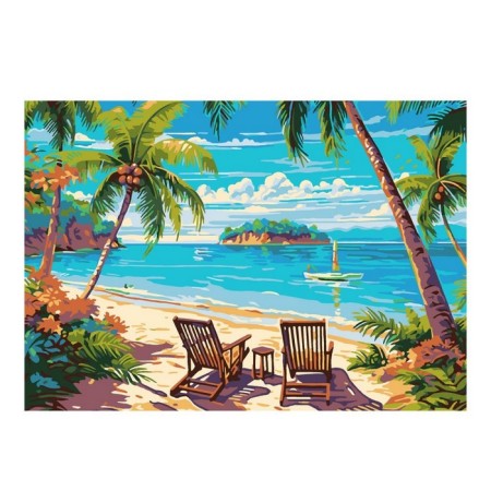 Picture on the numbers "On the Island", on cardboard 20 × 28.5 cm