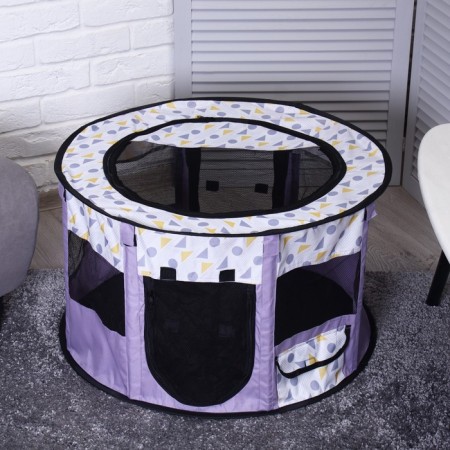 An animals aviary, a tent with a pattern, round, 70 x 40 cm, purple-1