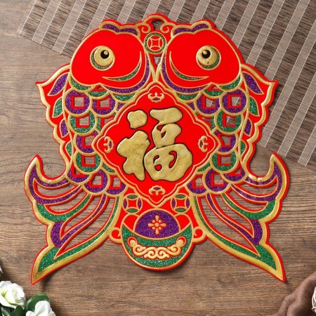 Cash napkin 26x26 cm "Two carps - hieroglyph happiness"