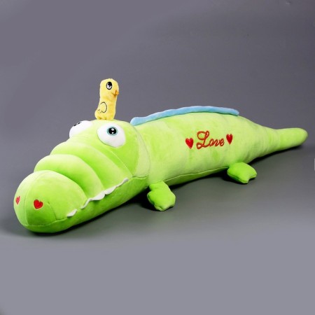 Soft toy-podushka "Crocodile with a duck", 65 cm, green color-3
