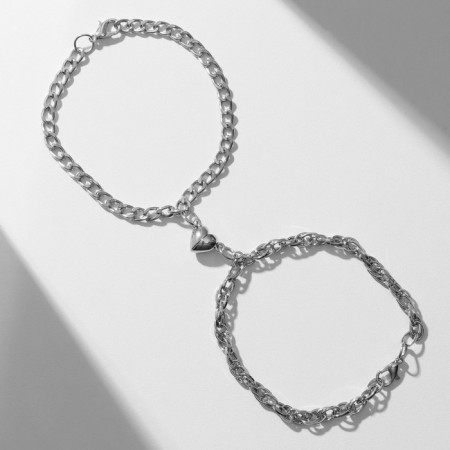 Bracelets "Uenubles" on a magnet, heart, color silver, 20 size-1