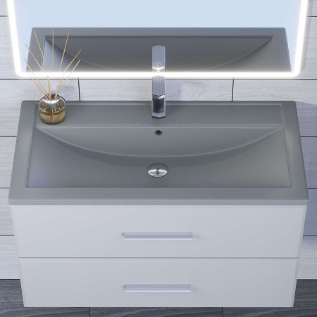 Sink uperwood Foster Quartz 80 cm, quartz, gray matte, concrete-1