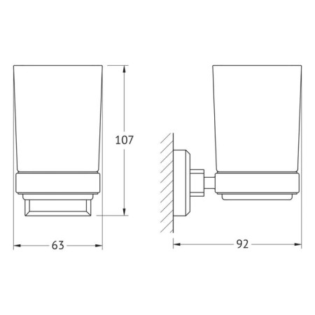 Holder with a glass, matte glass, chrome-1