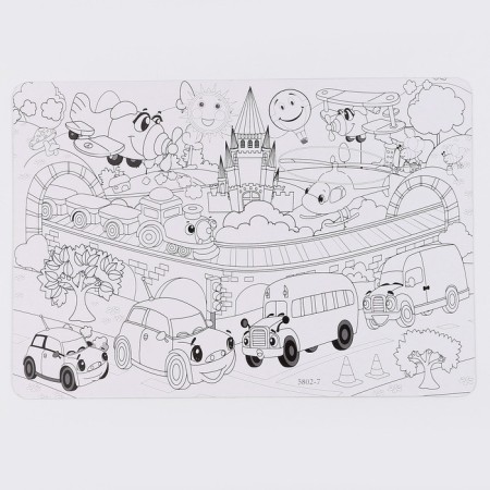 Stencil for kids "cute transport" with coloring-4