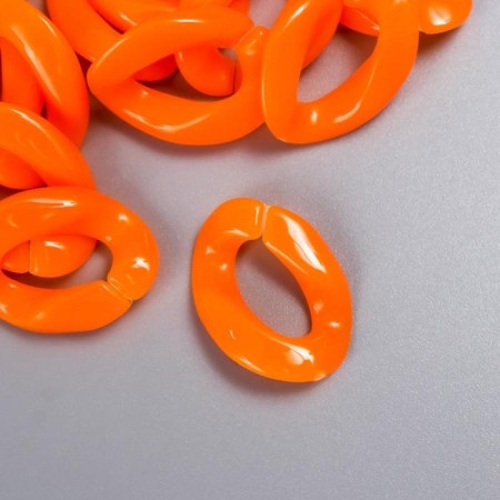 Decor for creativity plastic "Ring for the chain" bright orange set 25 pcs 2.3x1.65 cm-1