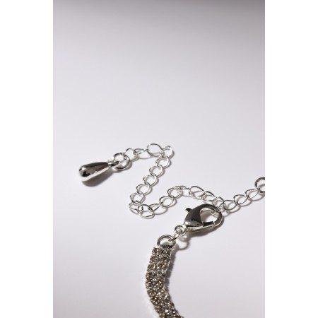 Bracelet with rhinestones "Zircon" Izk, pattern, white color in silver, 15cm-3