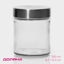 Банка стеклянная для сыпучих продуктов с металлической крышкой Доляна «Премиум», 350 мл, 10×8 см