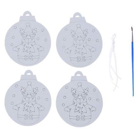 Christmas tree decoration for coloring "Snow" 4 pcs., Brush-1