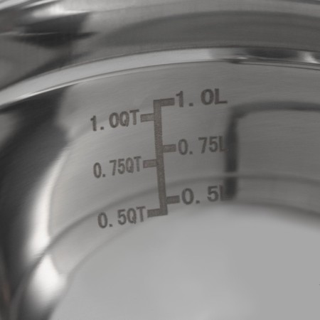 A stainless steel bowl with a measured scale, 1.2 l, 20 × 10.2 cm, thickness 0.6 mm-3
