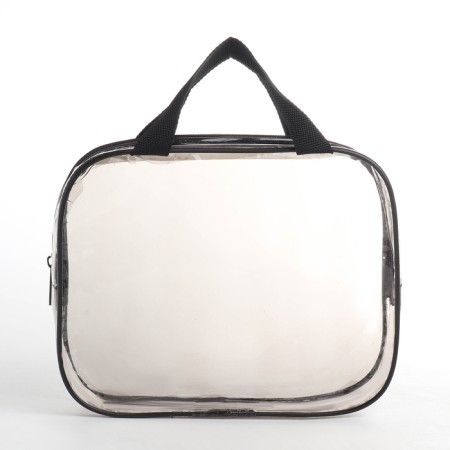 Cosmetic bag with lightning, with handles, black color-2
