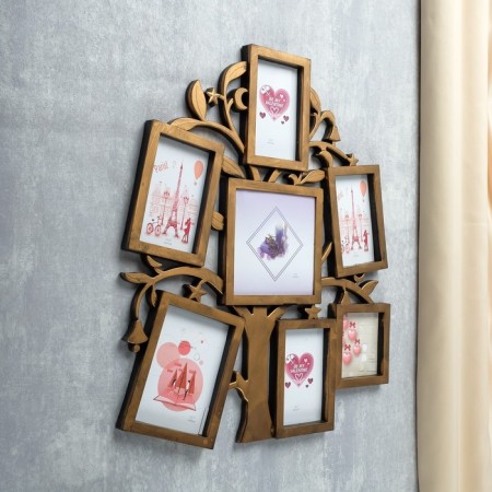 Photo frame in 7 photos 7x7 cm, 7x10 cm, 8x10 cm "Wish Tree" Bronze 36x31 cm-1