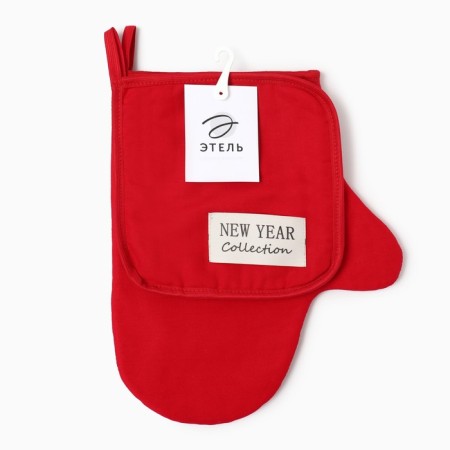 Set of kitchen. Ethel New Year Collection, col. Red, mittens-seging 18x29 cm, take 19x19 cm, 10-6