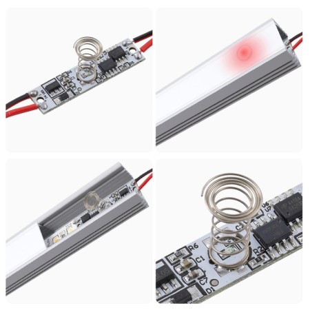 Apeyron sensory switch, in alum. Profile, height 12 mm, 36/72W, IP20, function. Dimm.-5