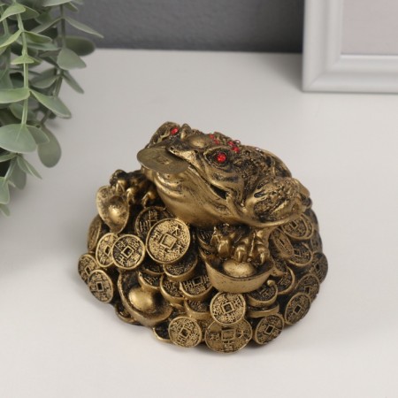 NECSK Polystone Bronze "Cash toad on the hill of Chinese coins" 10x11.5x12.5 cm