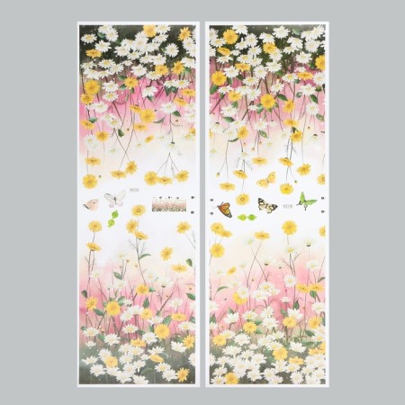 Sticker Plastic Interior color "Field of daisies" Set 2 sheets 30x90 cm-1